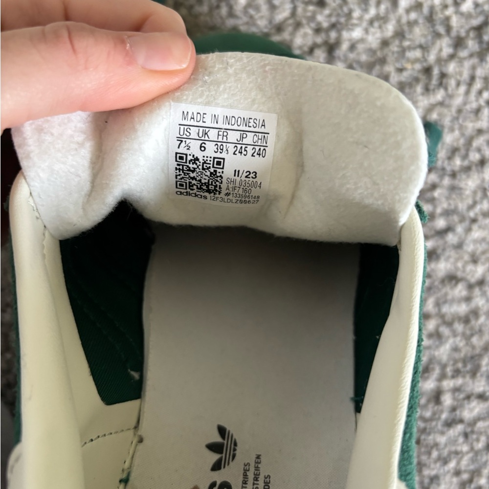adidas Gazelle Platform Sneakers in Green and Cream with Brown Sole - Picture 7 of 7